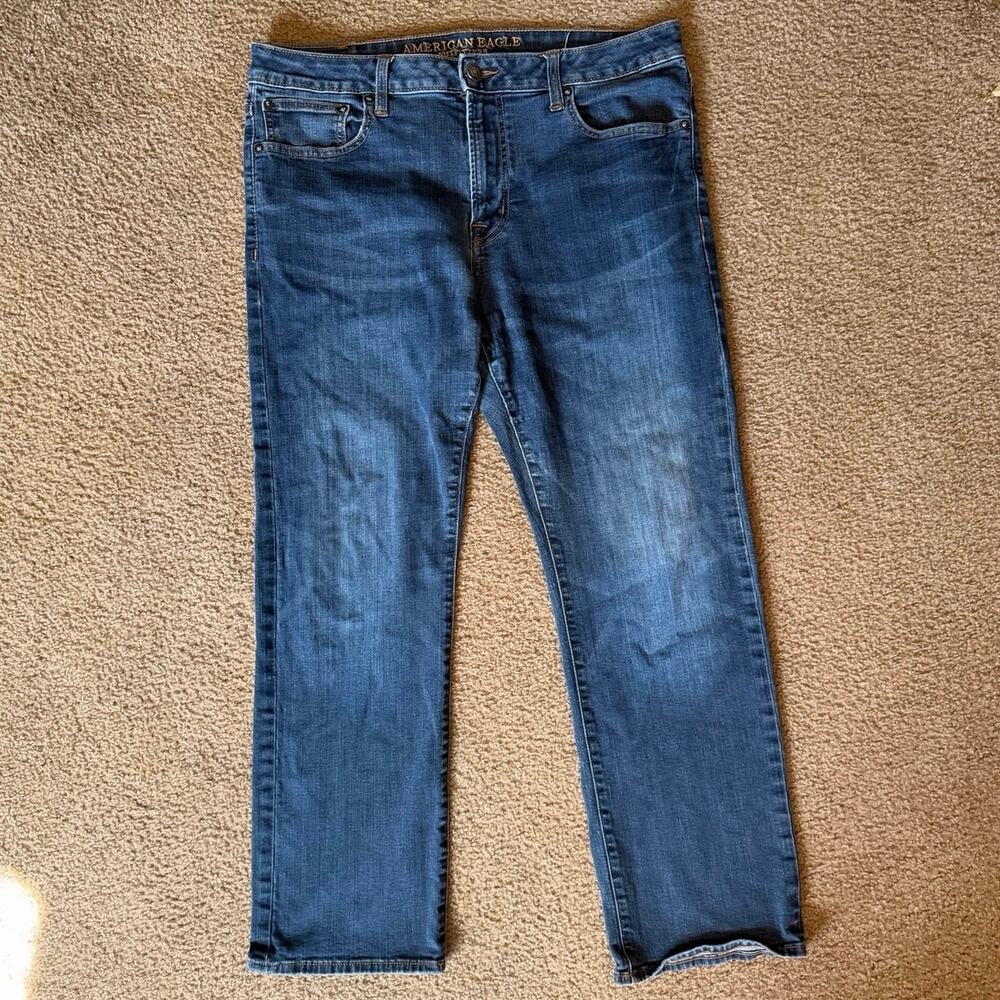 American Eagle Original Straight Extreme Flex Jeans Men's 36x30 Blue Stretch